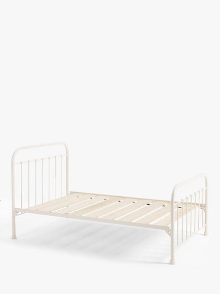 Wrought Iron And Brass Bed Co. Edward Slatted Bed Frame, Small Double, Ivory