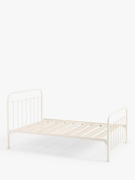 Wrought Iron And Brass Bed Co. Edward Slatted Bed Frame, Double, Ivory