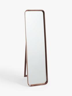 John Lewis Mid Century Freestanding Full-Length Wood Cheval Mirror, 165 x 45cm, Walnut, Natural
