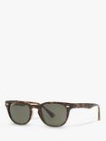 Ray-Ban RB4140 Women's Polarised Square Sunglasses, Tortoise/Green