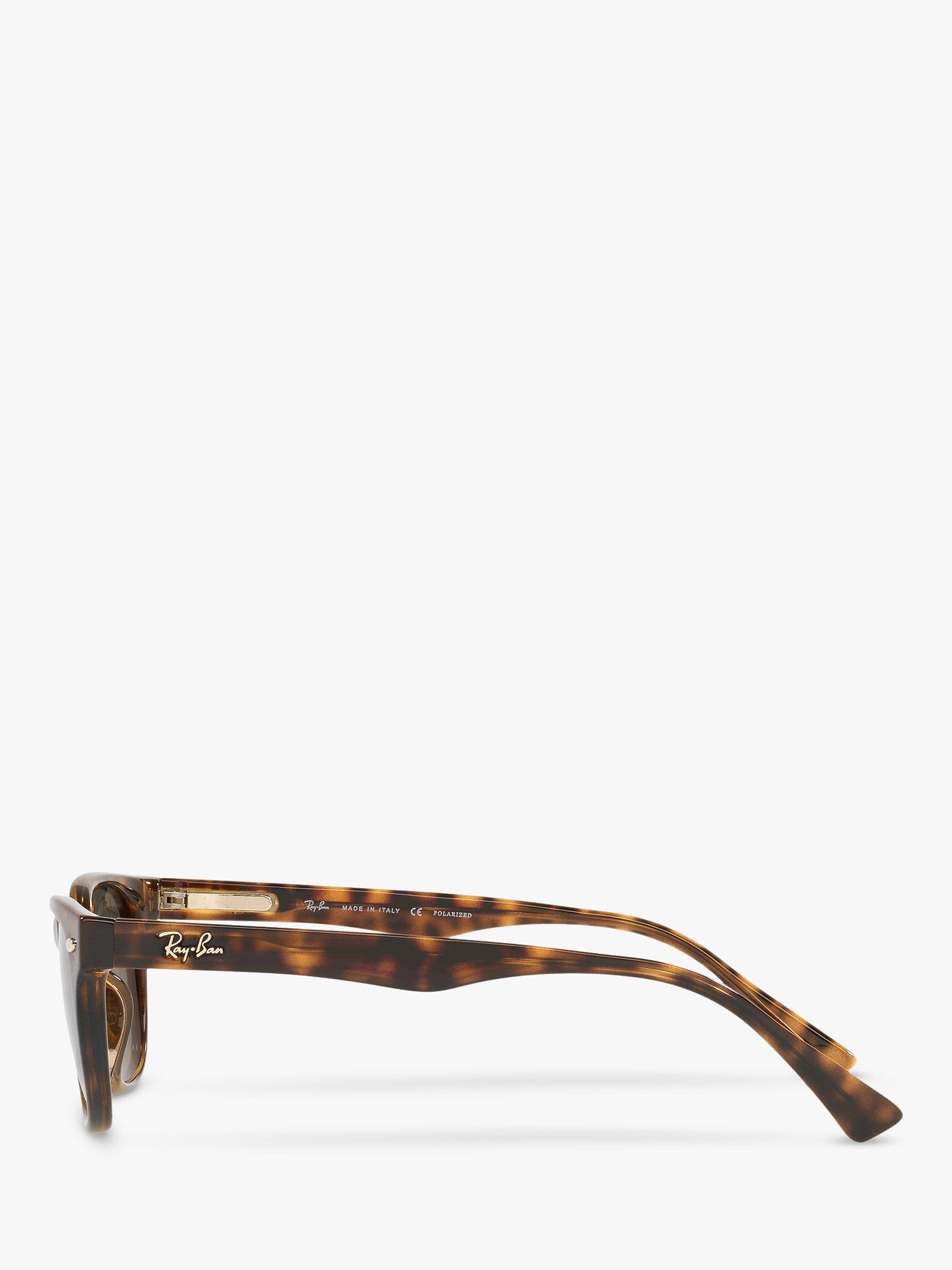Product image 4 of 10, which shows Ray-Ban RB4140 Women's Polarised Square Sunglasses, Tortoise/Grey