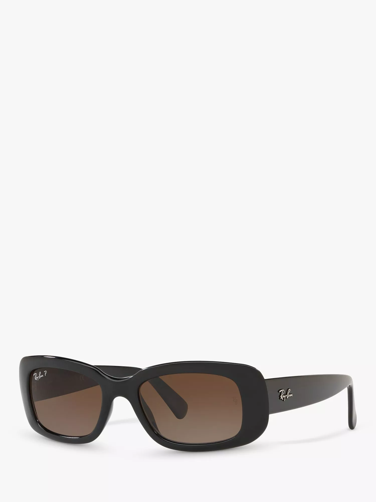 Ray Ban RB4122 Women s Polarised Rectangular Sunglasses Black Brown Gradient