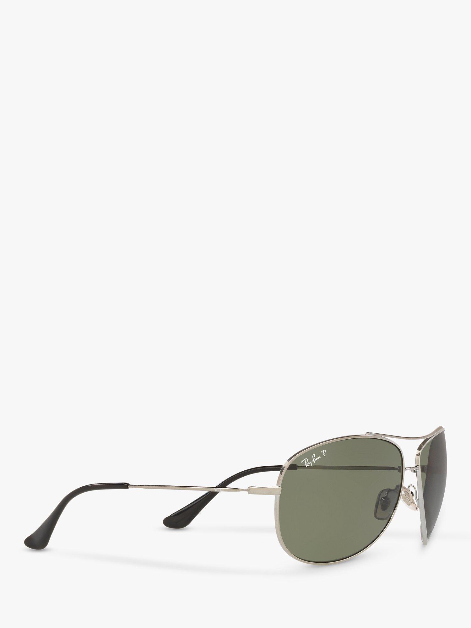 Product image 10 of 10, which shows Ray-Ban RB3293 Men's Polarised Aviator Sunglasses, Gunmetal/Green