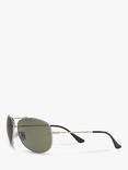 Ray-Ban RB3293 Men's Polarised Aviator Sunglasses, Gunmetal/Green