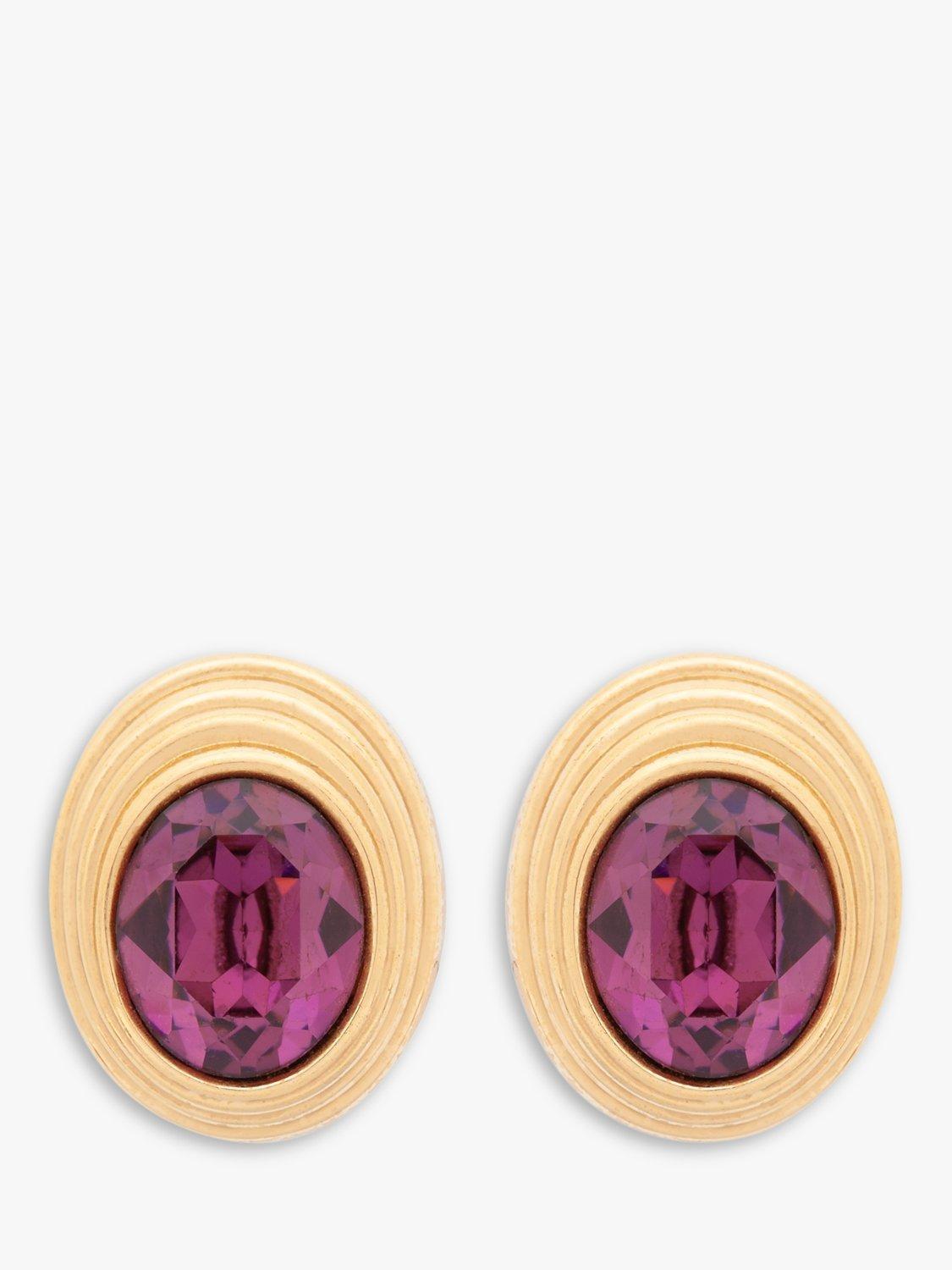 Product image 1 of 2, which shows Susan Caplan Pre-Loved Dior Gold Plated Swarovski Crystal Clip-On Earrings, Dated Circa 1980s