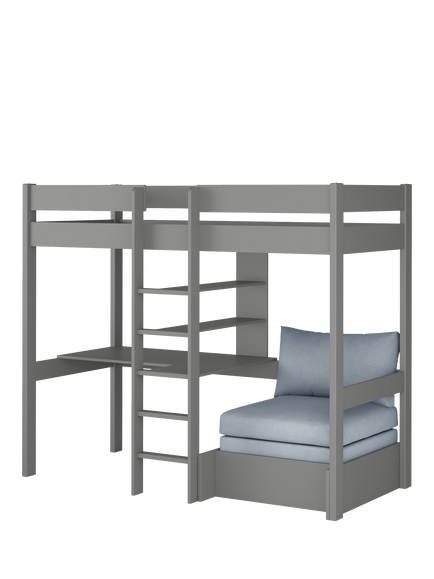 Stompa High Sleeper with Built in Desk and Chair Bed, Extra Long Single - view 2, Grey