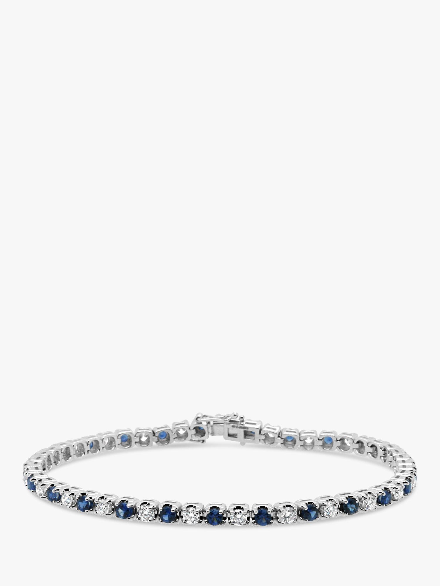 Product image 1 of 3, which shows Milton & Humble Jewellery Pre-Loved 950 Platinum Diamond & Sapphire Tennis Bracelet, Dated 2018