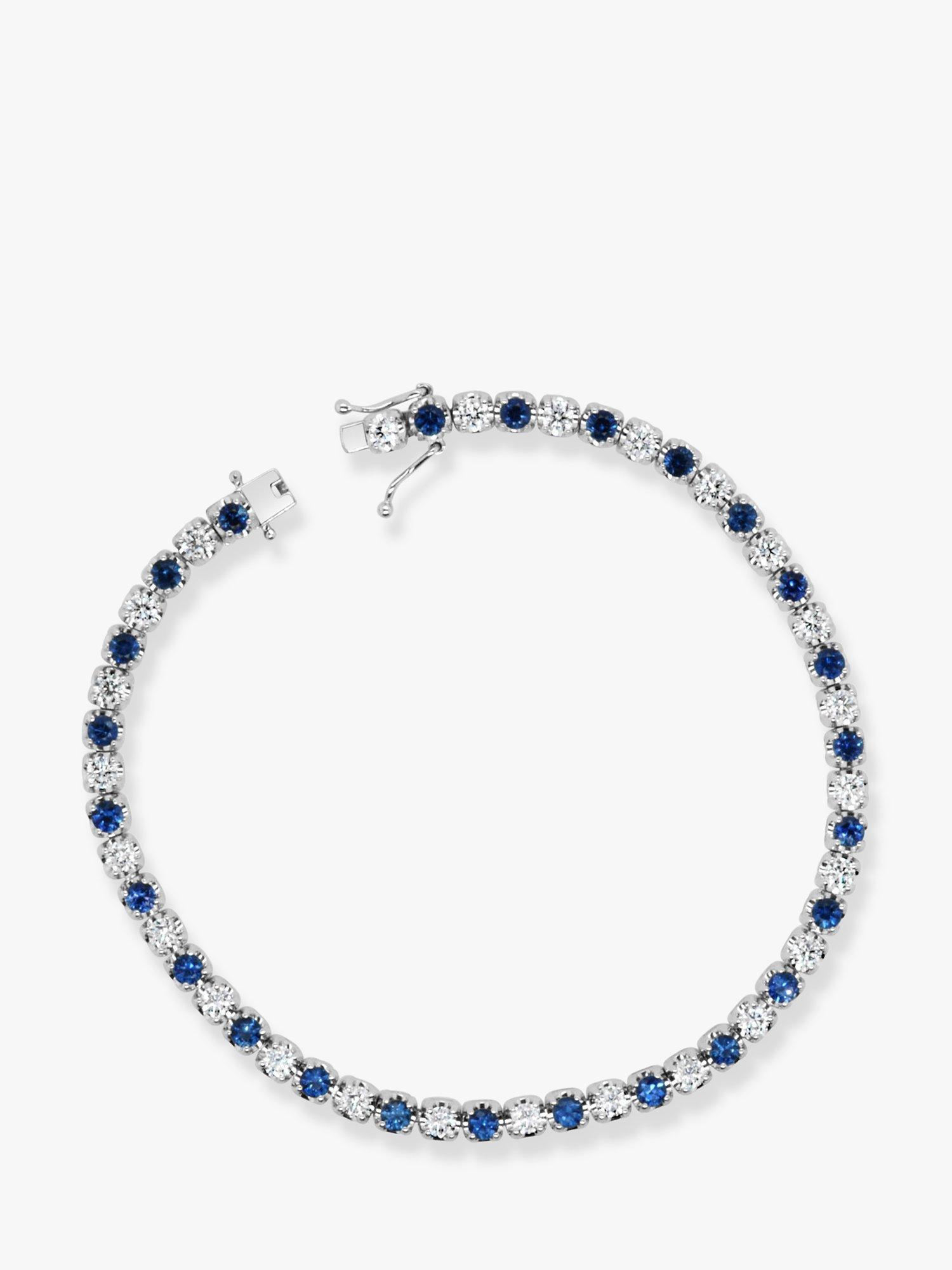 Product image 2 of 3, which shows Milton & Humble Jewellery Pre-Loved 950 Platinum Diamond & Sapphire Tennis Bracelet, Dated 2018