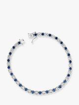 Milton & Humble Jewellery Pre-Loved 950 Platinum Diamond & Sapphire Tennis Bracelet, Dated 2018