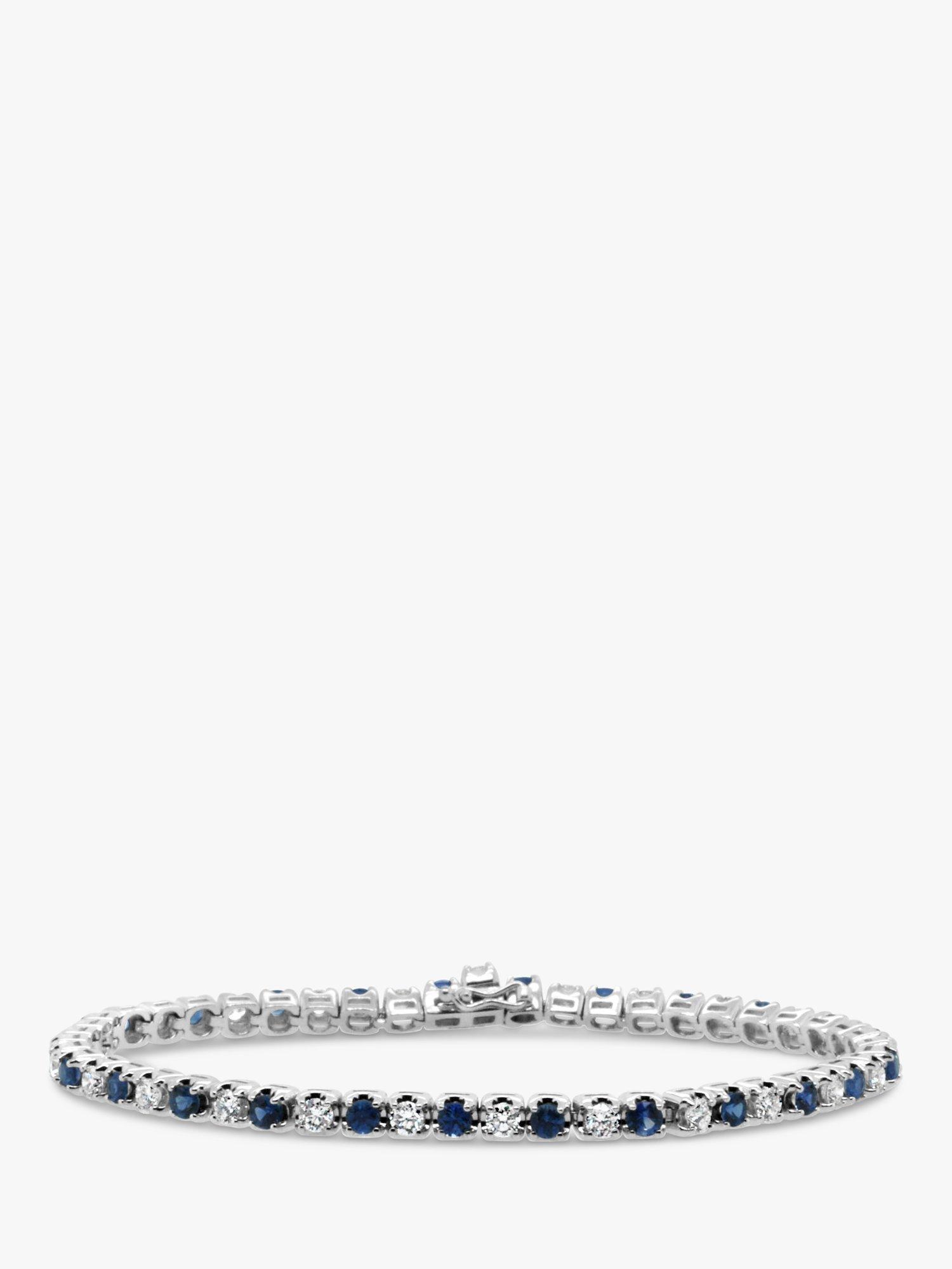 Product image 3 of 3, which shows Milton & Humble Jewellery Pre-Loved 950 Platinum Diamond & Sapphire Tennis Bracelet, Dated 2018