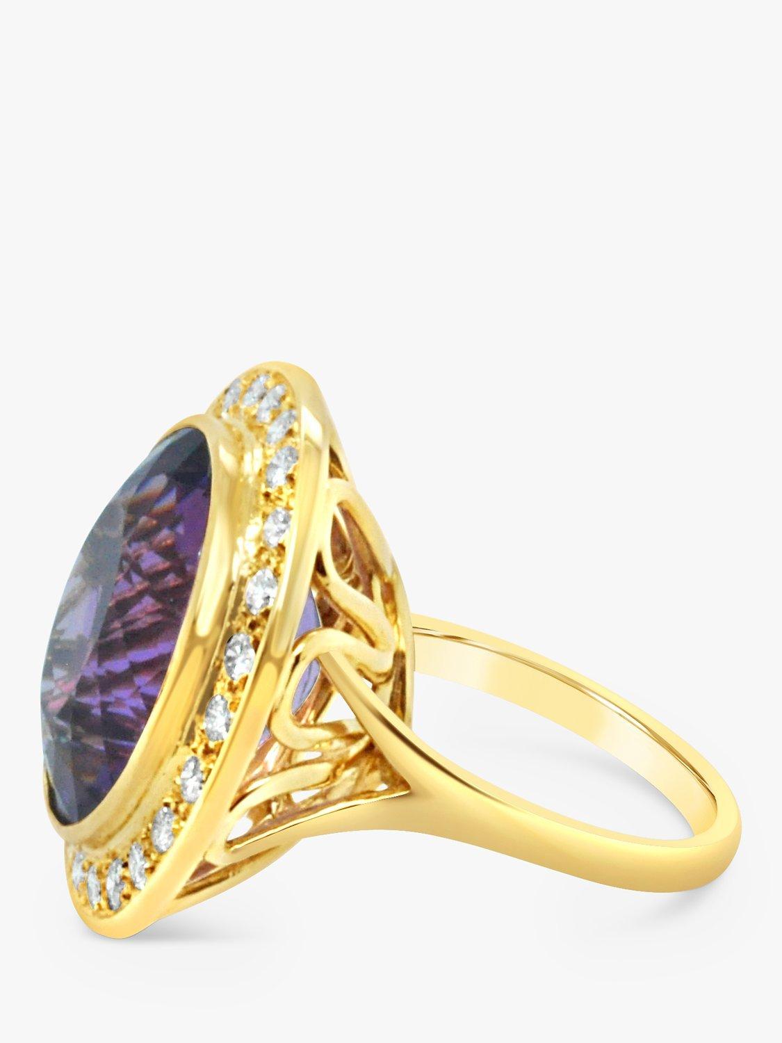 Product image 2 of 5, which shows Milton & Humble Jewellery Pre-Loved 18ct Yellow Gold Oval Amethyst & Diamond Ring, Dated Circa 1980s