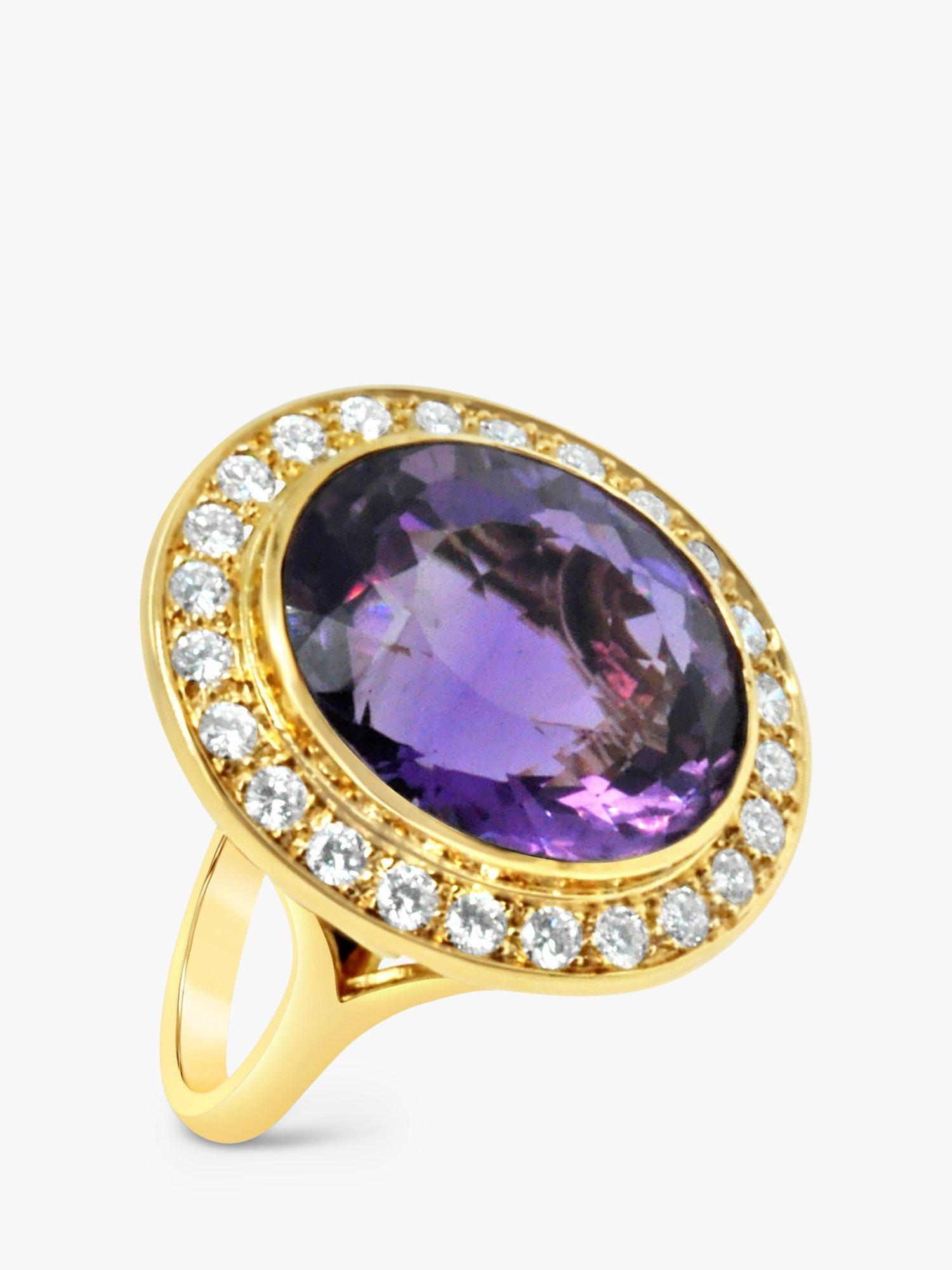 Product image 3 of 5, which shows Milton & Humble Jewellery Pre-Loved 18ct Yellow Gold Oval Amethyst & Diamond Ring, Dated Circa 1980s