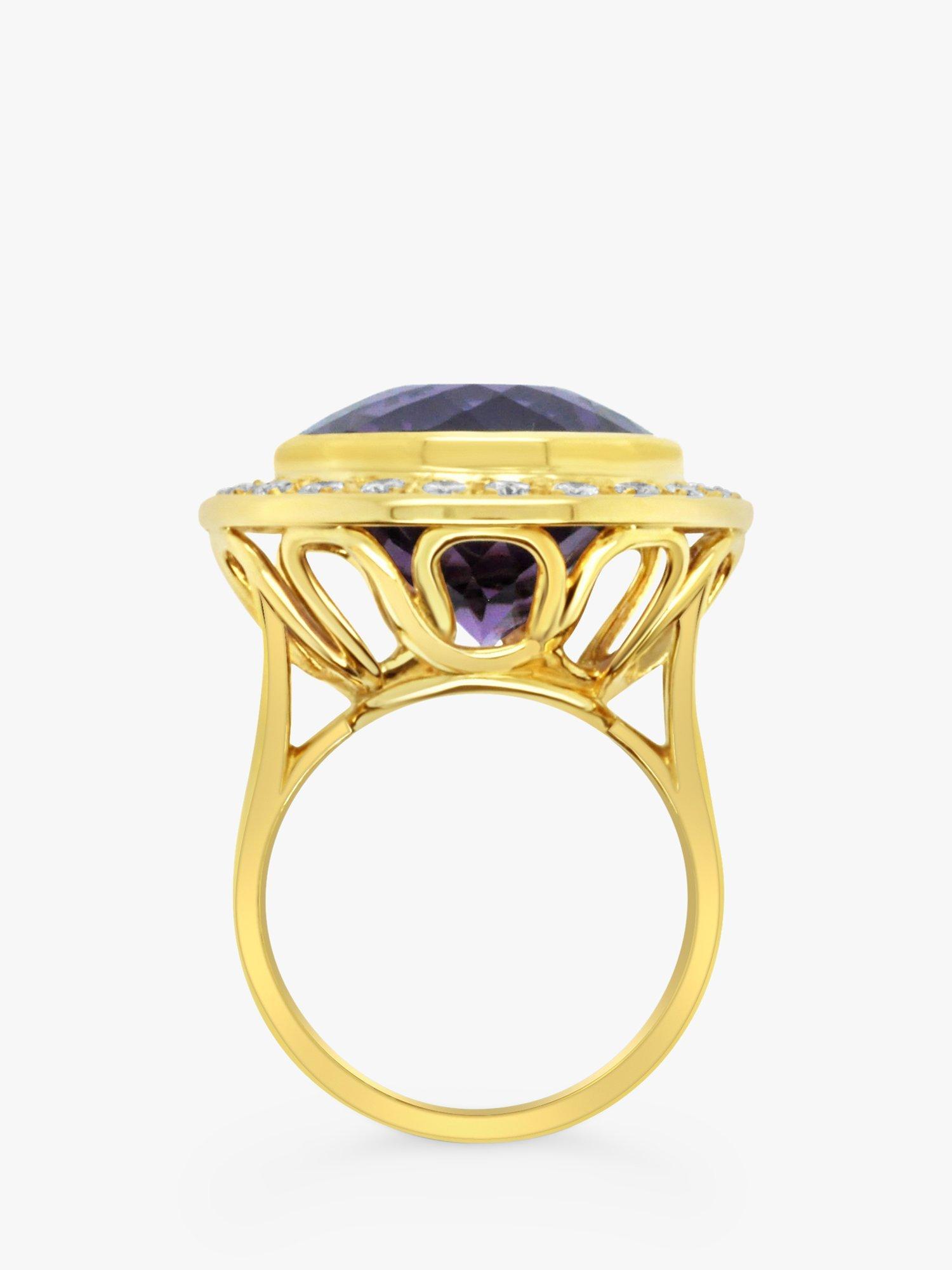 Product image 4 of 5, which shows Milton & Humble Jewellery Pre-Loved 18ct Yellow Gold Oval Amethyst & Diamond Ring, Dated Circa 1980s