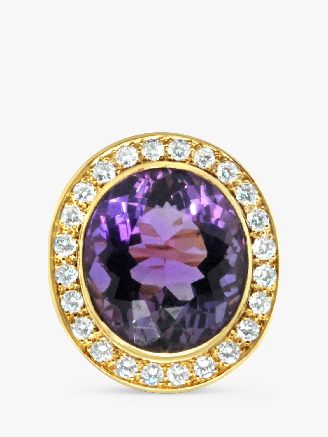 Product image 5 of 5, which shows Milton & Humble Jewellery Pre-Loved 18ct Yellow Gold Oval Amethyst & Diamond Ring, Dated Circa 1980s
