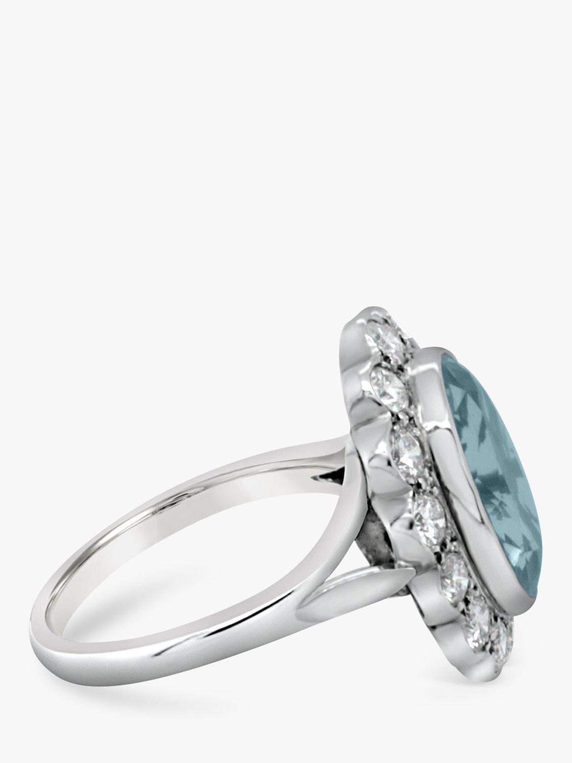 Product image 3 of 5, which shows Milton & Humble Jewellery Pre-Loved 18ct White Gold Aquamarine & Diamond Cluster Ring