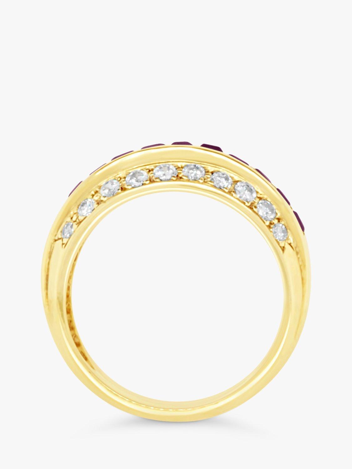 Product image 3 of 4, which shows Milton & Humble Jewellery Pre-Loved 14ct Yellow Gold Ruby & Diamond Band Ring, Dated Circa 1980s