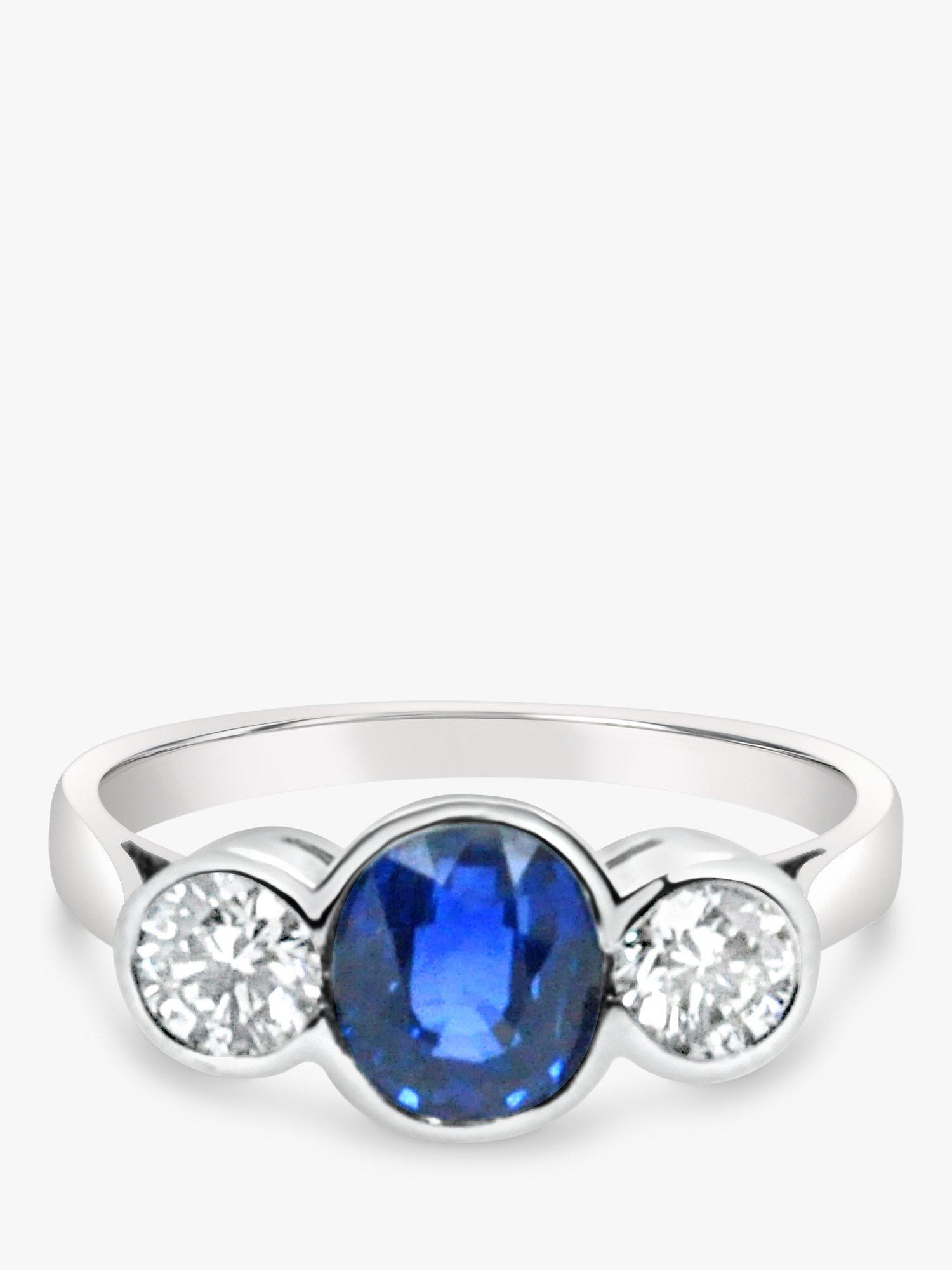 Product image 1 of 5, which shows Milton & Humble Jewellery Pre-Loved 18ct White Gold Sapphire & Diamond Ring, Dated Edinburgh 2016