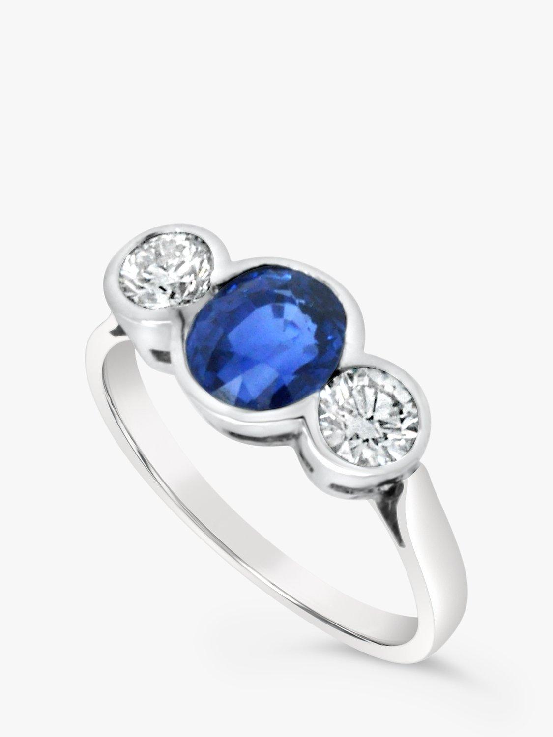 Product image 4 of 5, which shows Milton & Humble Jewellery Pre-Loved 18ct White Gold Sapphire & Diamond Ring, Dated Edinburgh 2016