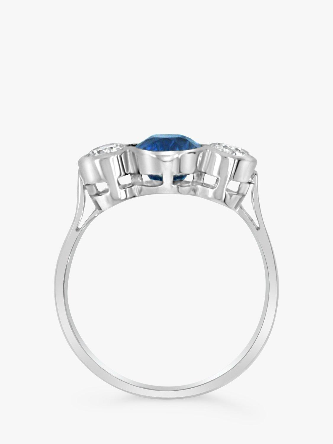 Product image 5 of 5, which shows Milton & Humble Jewellery Pre-Loved 18ct White Gold Sapphire & Diamond Ring, Dated Edinburgh 2016