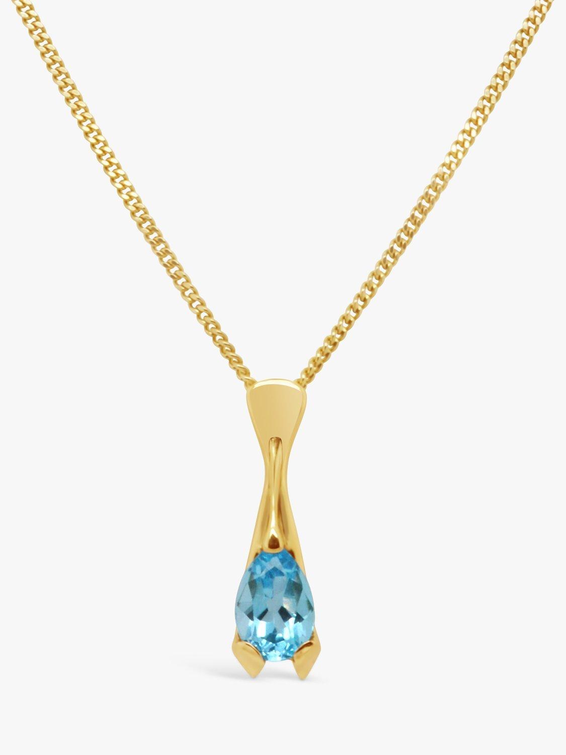 Milton & Humble Jewellery Pre-Loved 9ct Yellow Gold Topaz Long Drop Pendant Necklace, Dated Circa 1980s