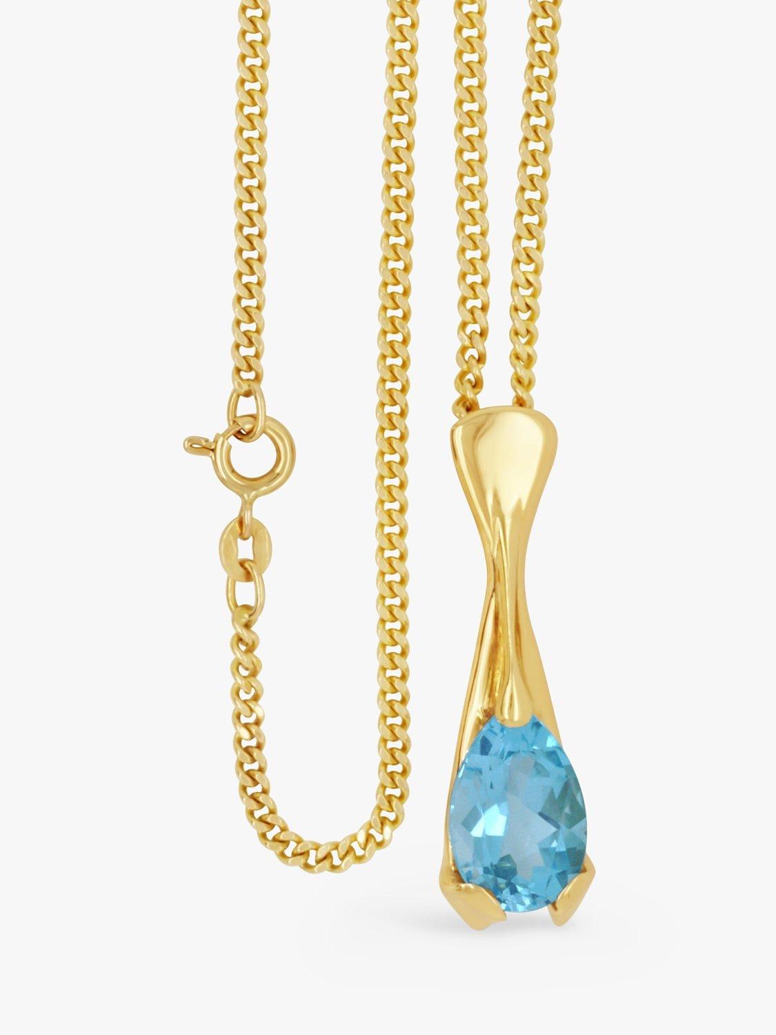 Milton & Humble Jewellery Pre-Loved 9ct Yellow Gold Topaz Long Drop Pendant Necklace, Dated Circa 1980s