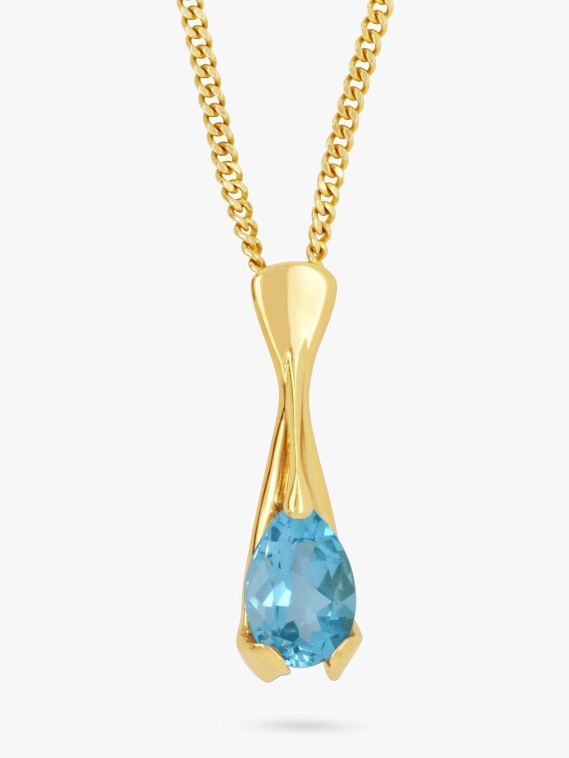 Milton & Humble Jewellery Pre-Loved 9ct Yellow Gold Topaz Long Drop Pendant Necklace, Dated Circa 1980s