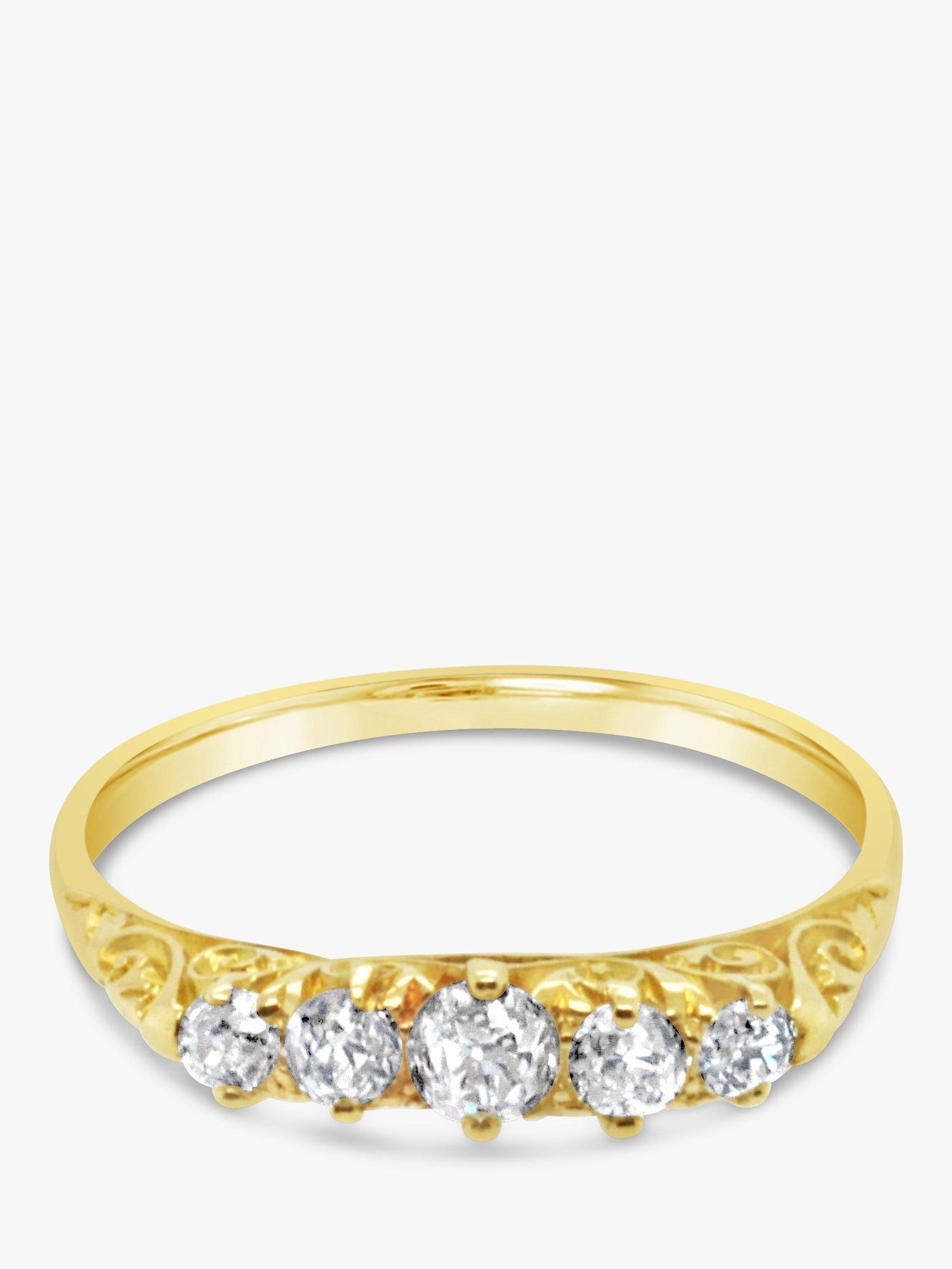 Product image 1 of 5, which shows Milton & Humble Jewellery Pre-Loved 18ct Yellow Gold Scrollwork Diamond Ring, Dated Chester 1903