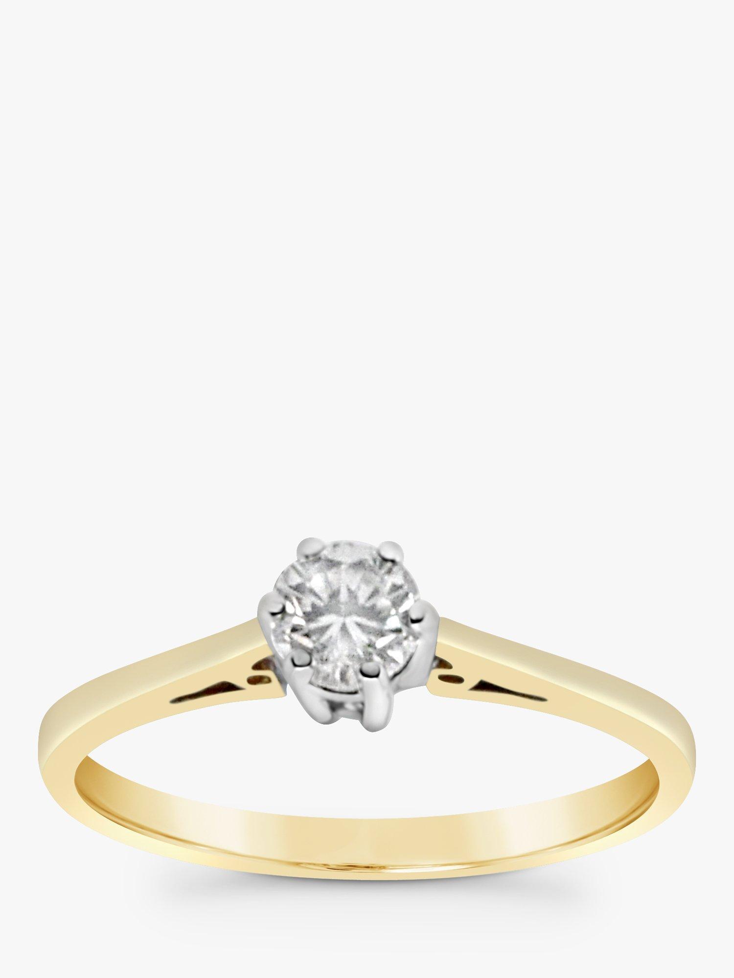 Product image 2 of 5, which shows Milton & Humble Jewellery Pre-Loved 18ct Yellow & White Gold Round Solitaire Diamond Ring, Dated Sheffield 1997