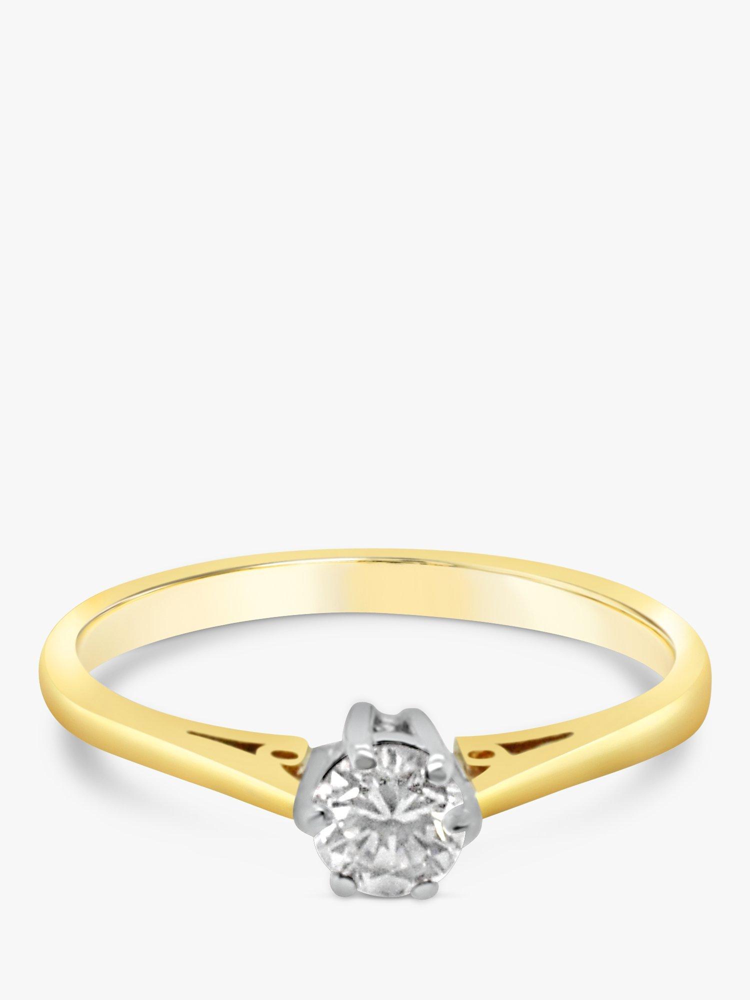 Product image 3 of 5, which shows Milton & Humble Jewellery Pre-Loved 18ct Yellow & White Gold Round Solitaire Diamond Ring, Dated Sheffield 1997