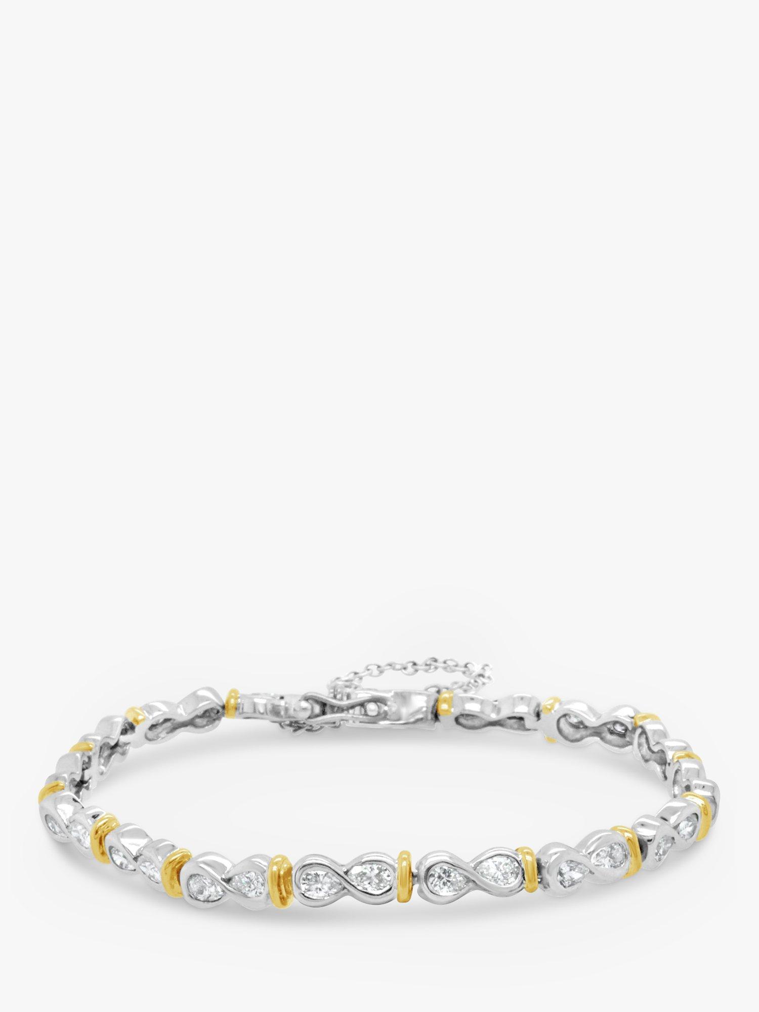 Product image 1 of 3, which shows Milton & Humble Jewellery Pre-Loved 18ct White & Yellow Gold Diamond Infinity Tennis Bracelet, Dated Circa 2000s