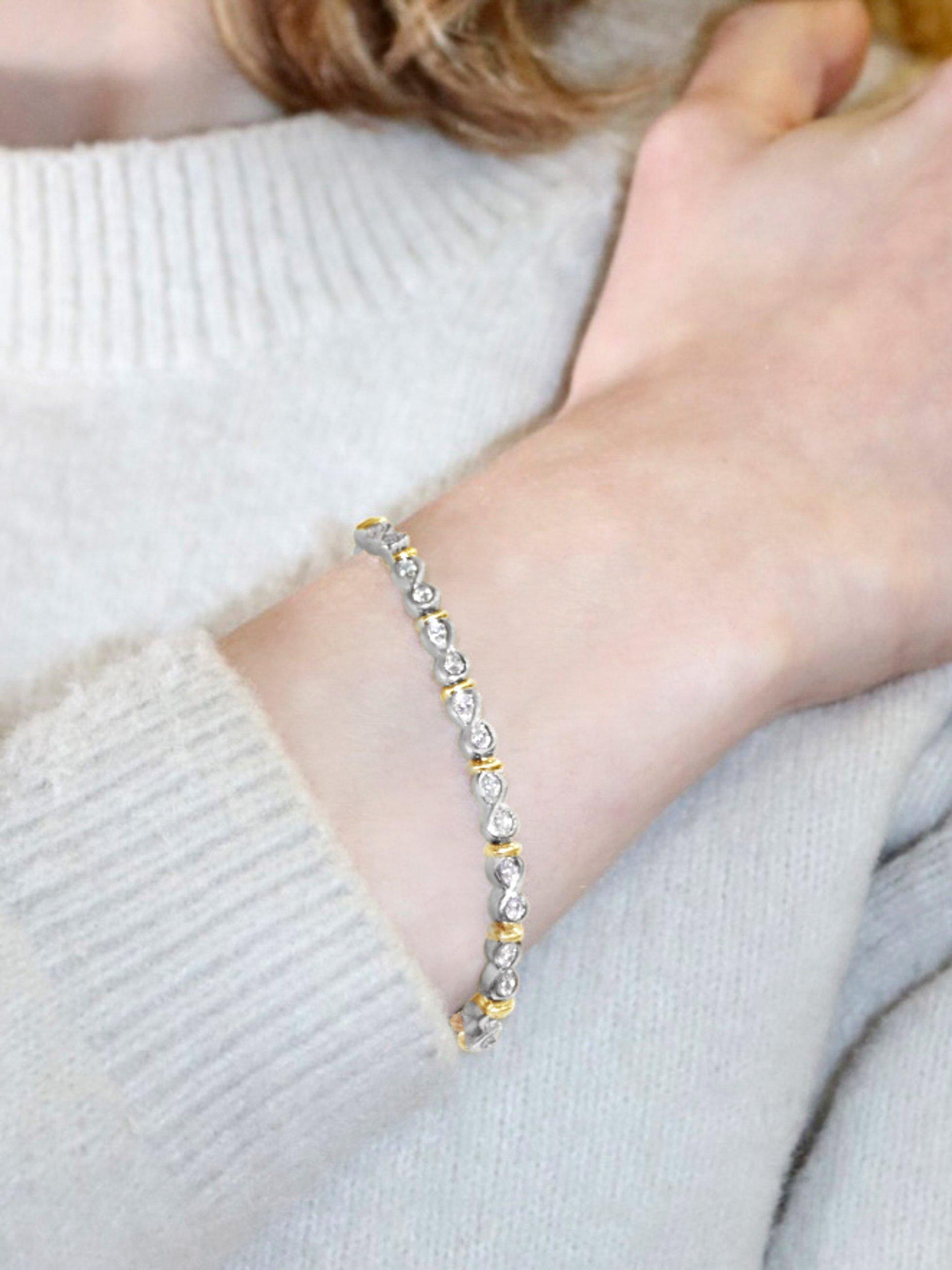 Product image 2 of 3, which shows Milton & Humble Jewellery Pre-Loved 18ct White & Yellow Gold Diamond Infinity Tennis Bracelet, Dated Circa 2000s