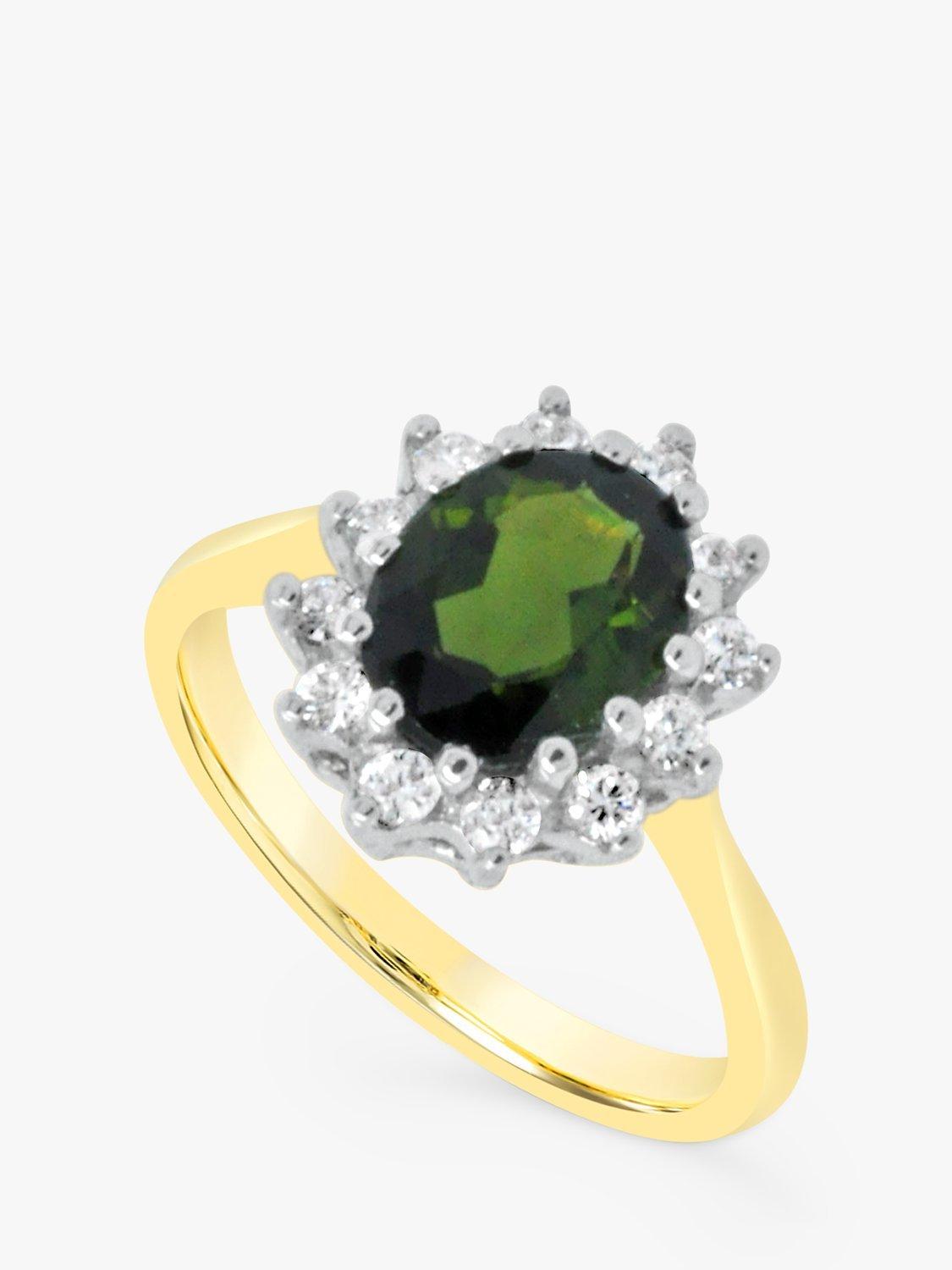 Product image 1 of 5, which shows Milton & Humble Jewellery Pre-Loved 18ct White & Yellow Gold Tourmaline & Diamond Ring, Dated 1985
