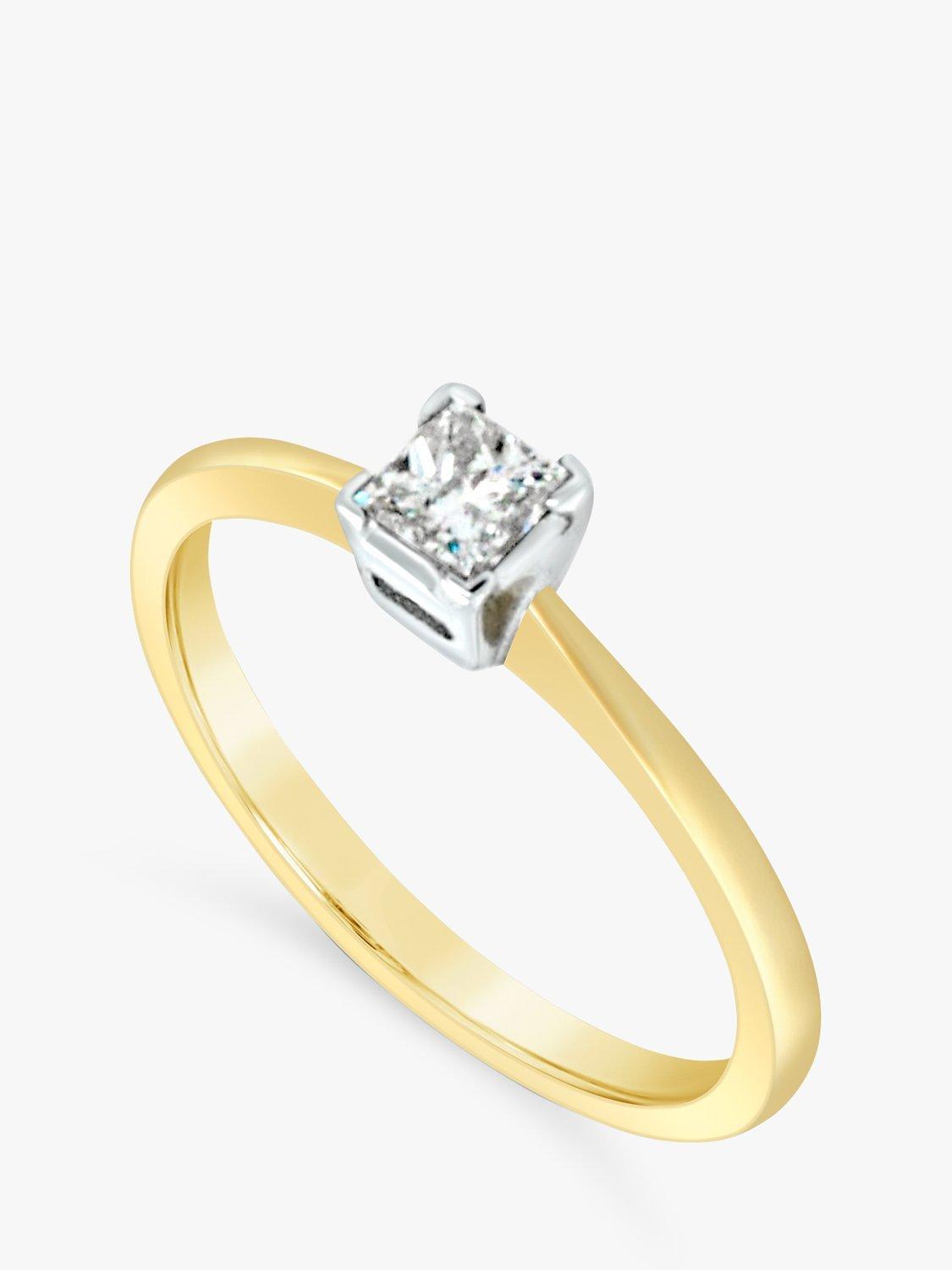 Product image 1 of 5, which shows Milton & Humble Jewellery Pre-Loved 18ct Yellow & White Gold Princess Cut Solitaire Diamond Ring, Dated Circa 2000s