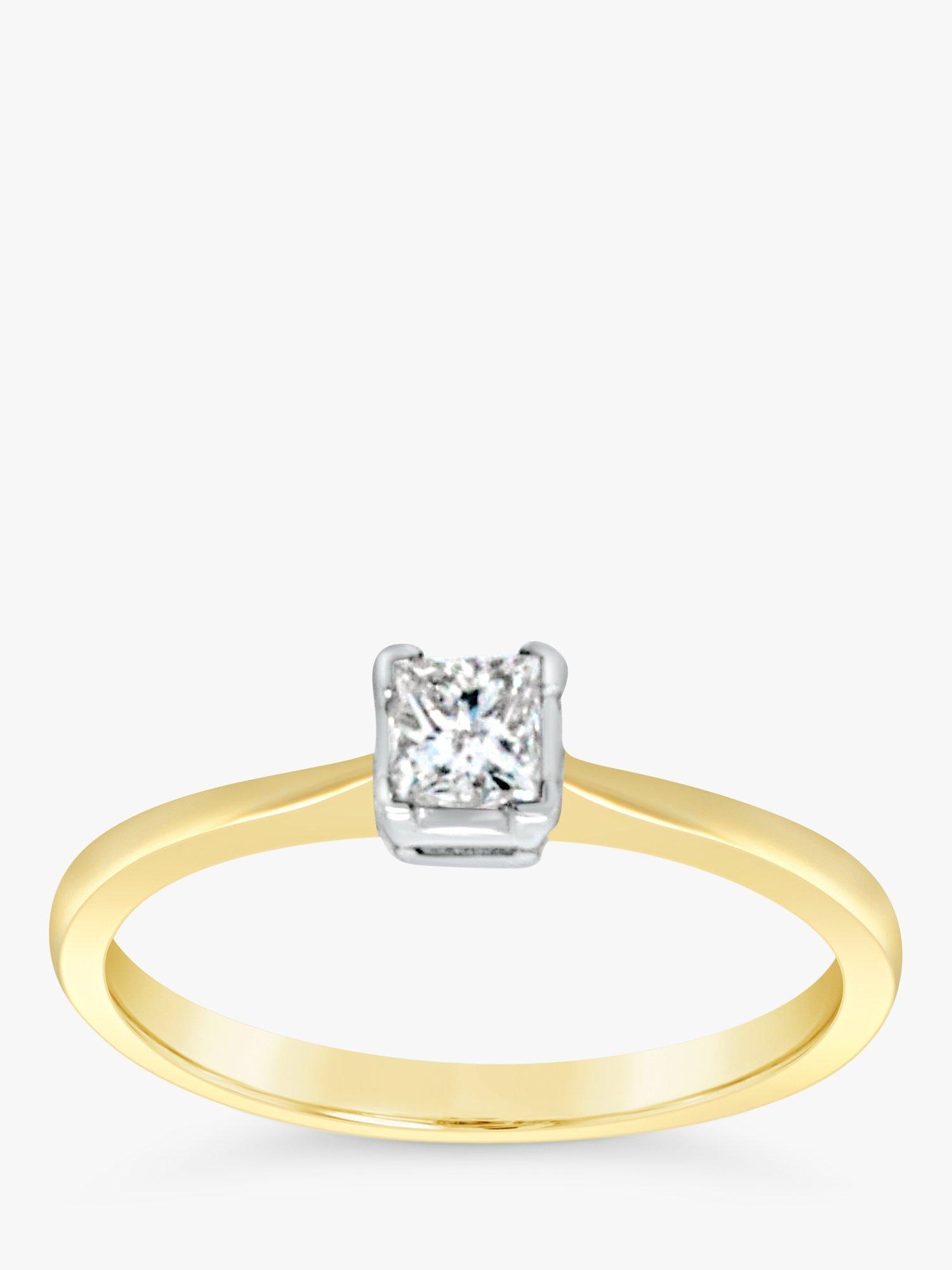 Product image 2 of 5, which shows Milton & Humble Jewellery Pre-Loved 18ct Yellow & White Gold Princess Cut Solitaire Diamond Ring, Dated Circa 2000s