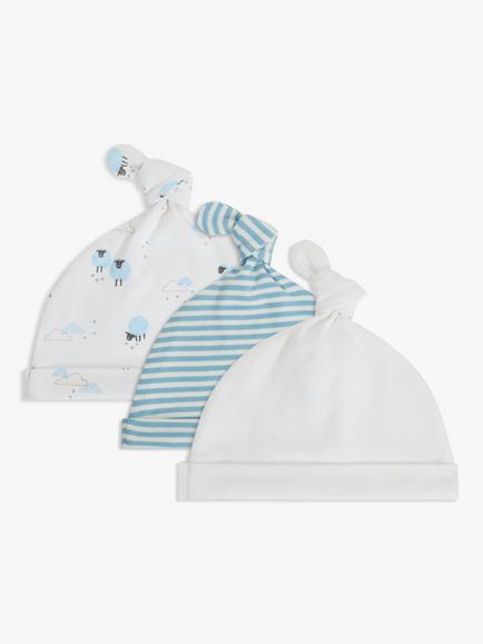 John Lewis Baby Sheep Hat, Pack of 3 - view 2, Blue
