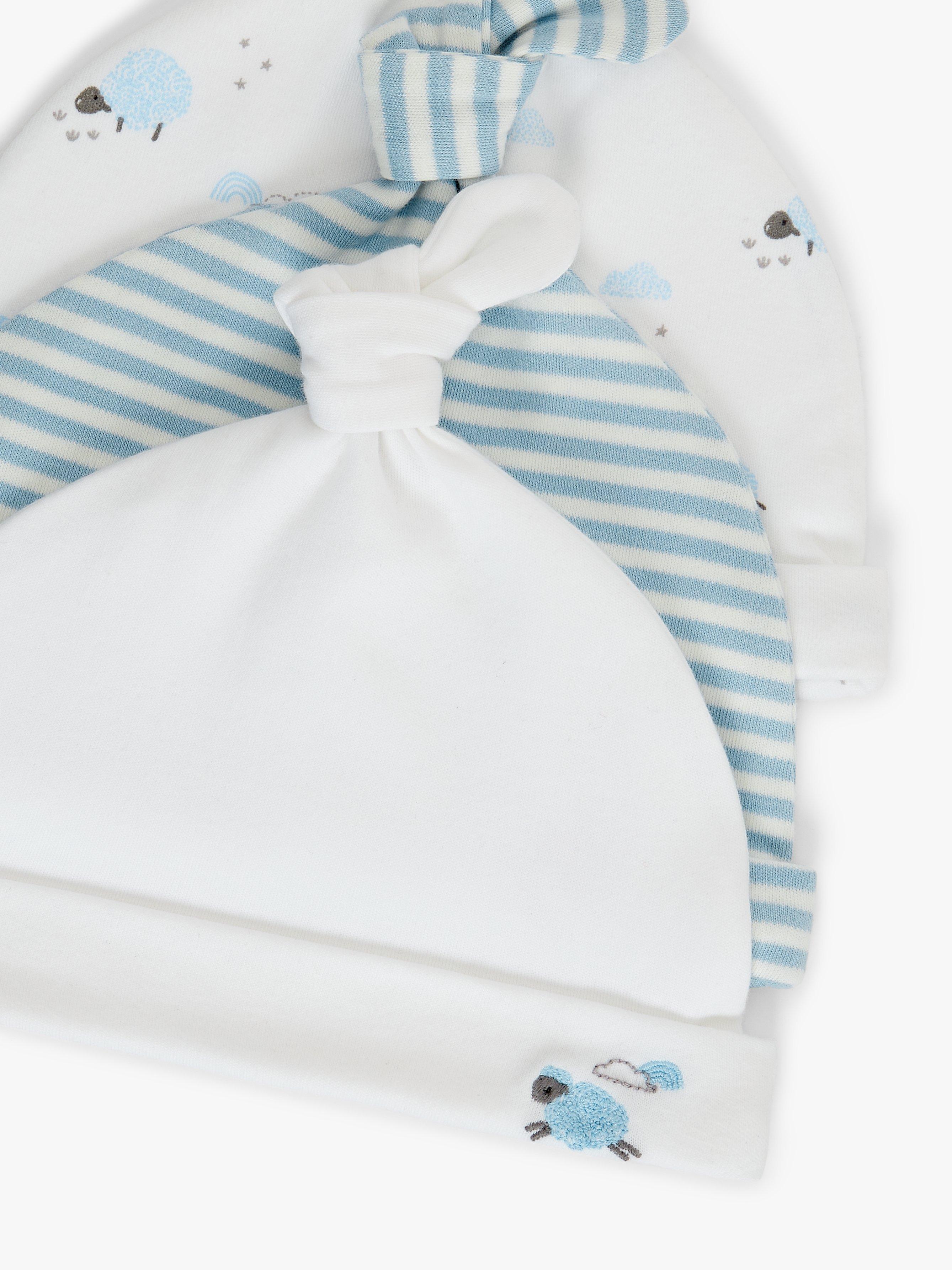 Product image 3 of 3, which shows John Lewis Baby Sheep Hat, Pack of 3, Blue