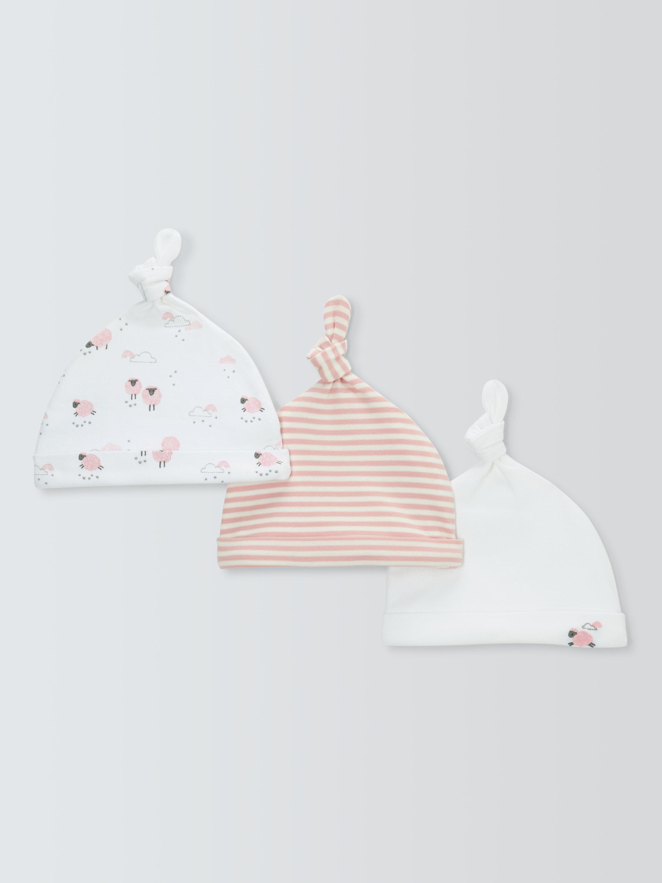 Product image 1 of 3, which shows John Lewis Baby Sheep Hat, Pack of 3, Pink