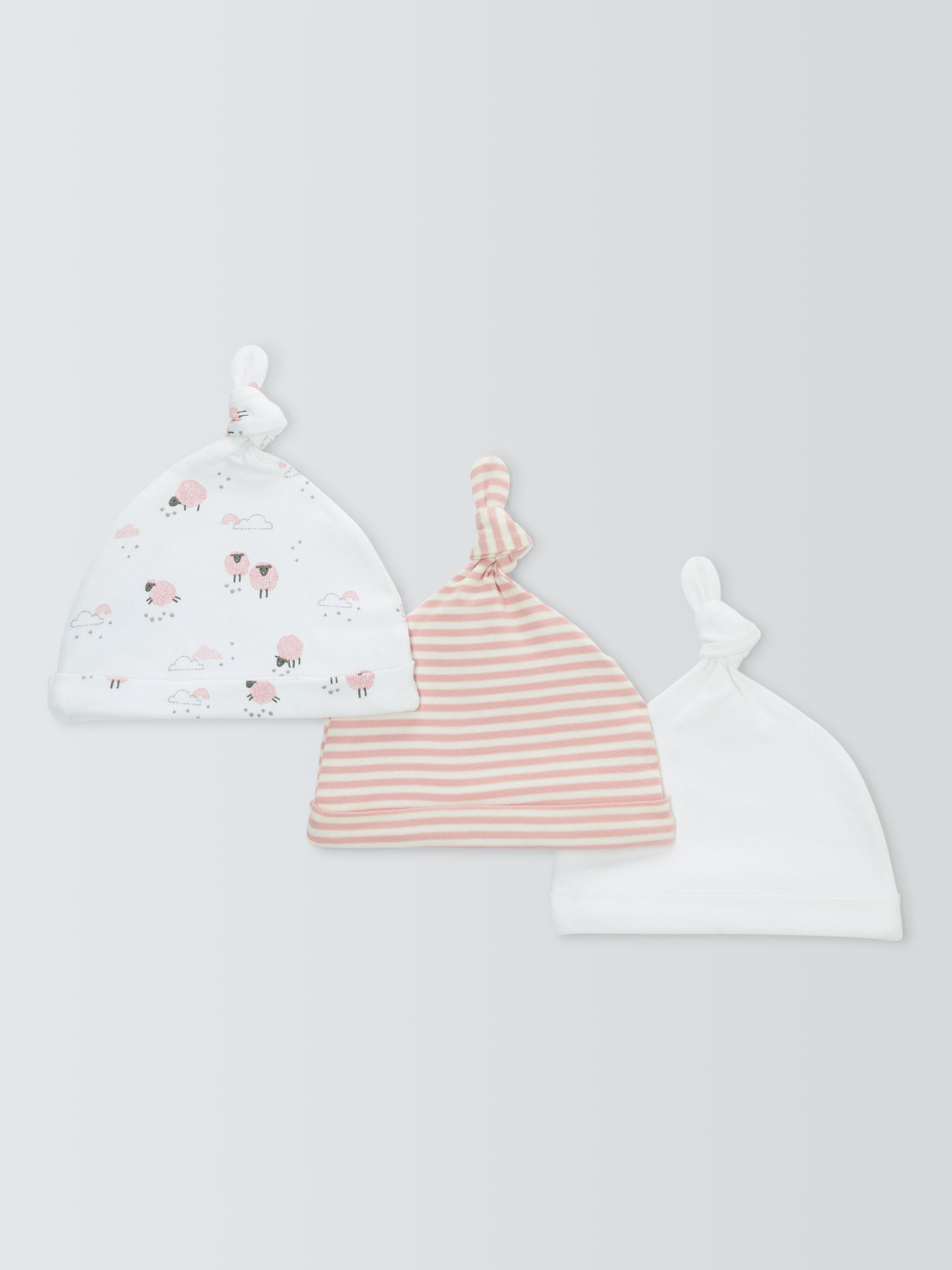 Product image 2 of 3, which shows John Lewis Baby Sheep Hat, Pack of 3, Pink