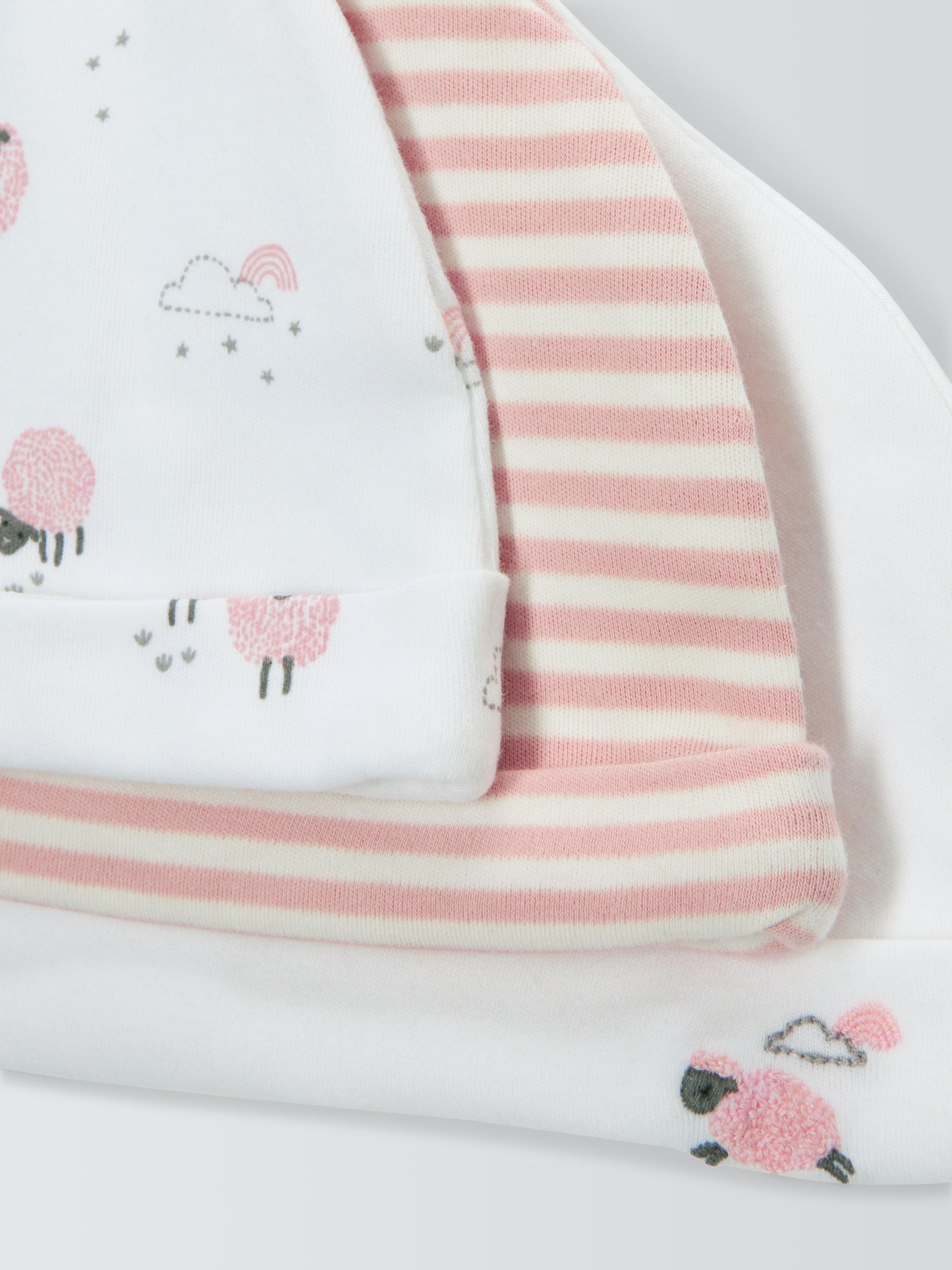 Product image 3 of 3, which shows John Lewis Baby Sheep Hat, Pack of 3, Pink