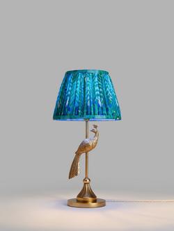 John Lewis + Matthew Williamson Peacock Lamp Base and Peacock Tapered Lampshade, Gold/Blue, 