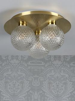 Laura Ashley Prague Textured Globe Bathroom Ceiling Light - view 2, Clear/Brass