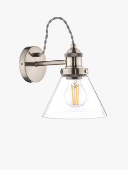 Laura Ashley Isaac Glass Wall Light - view 2, Satin Nickel