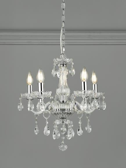 Laura Ashley Harriet Crystal 5 Arm Chandelier Ceiling Light, Clear, Clear