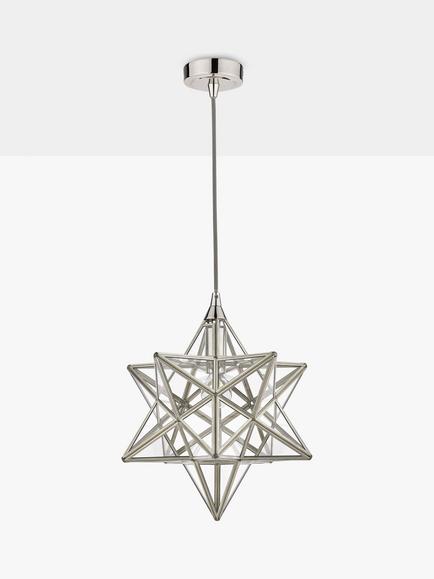 Laura Ashley Star Glass Ceiling Light, Polished Silver, Polished Silver