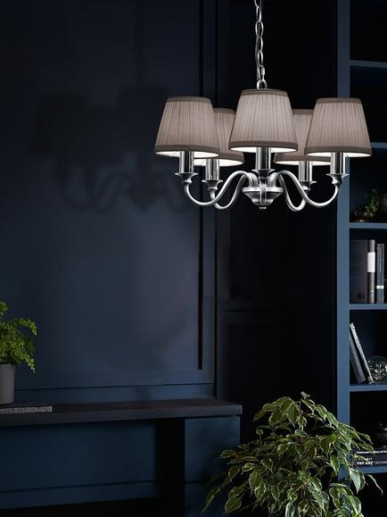 Laura Ashley Ellis 5 Arm Ceiling Light - view 2, Polished Chrome