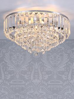 Laura Ashley Vienna Crystal Flush Ceiling Light, Clear/Polished Chrome, Clear/Polished Chrome
