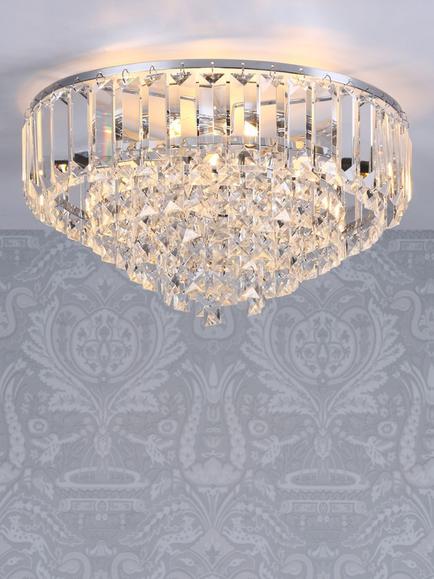 Laura Ashley Vienna Crystal Flush Ceiling Light, Clear/Polished Chrome, Clear/Polished Chrome