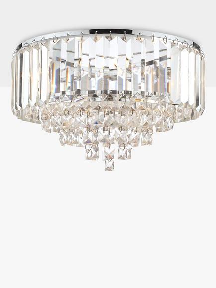 Laura Ashley Vienna Crystal Flush Ceiling Light, Clear/Polished Chrome - view 2, Clear/Polished Chrome