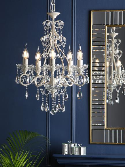 Laura Ashley Shamley Chandelier Ceiling Light, Matt White, Matt White