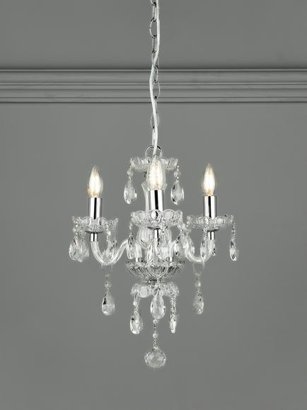 Laura Ashley Harriet Crystal 3 Arm Chandelier Ceiling Light, Clear, Clear
